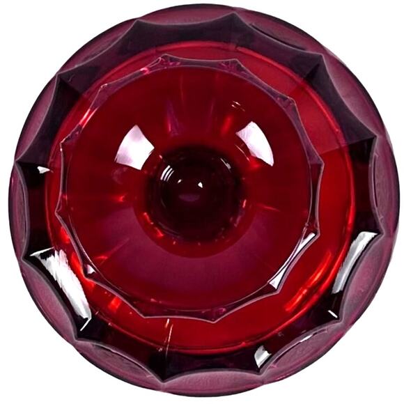 Fostoria Ruby Red Coin Glass Eagle Liberty Footed 8.5" Fruit Bowl Compote - Picture 5 of 5